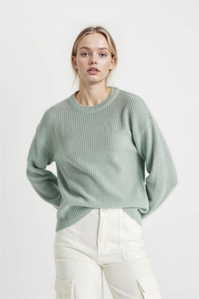 Regular Fit Crew Neck Knitted Pullover