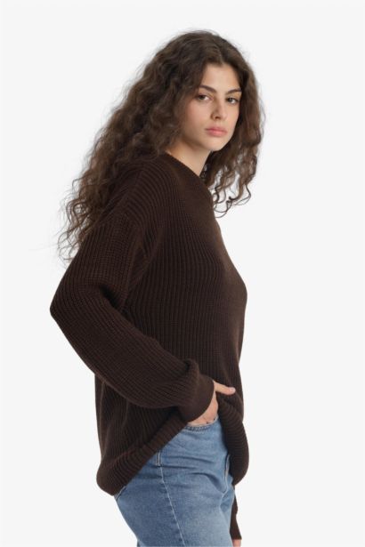 Regular Fit Crew Neck Basic Knit Pullover