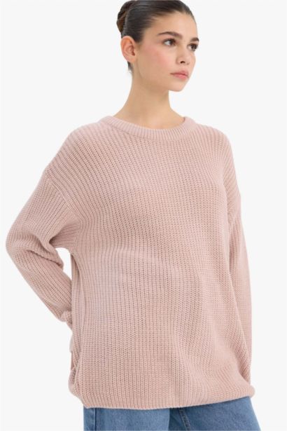 بلوز صوف قصة عادية بياخة مستديرة