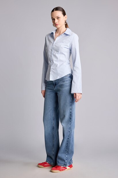 Yüksek Bel Wide Leg Jean Pantolon