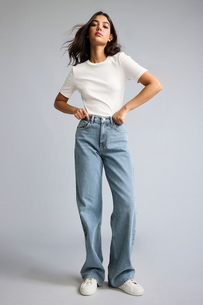 Straight Wide High Waist Trousers