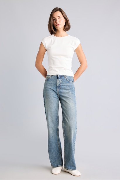 90s Style High-Waisted Wide Leg Trousers