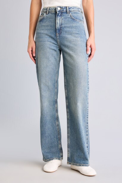 90s Style High-Waisted Wide Leg Trousers