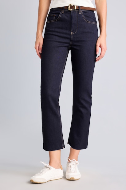 Crop Flare Fit High Waist Trousers