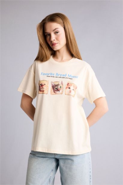 Oversize Kısa kollu Baskılı Tişört