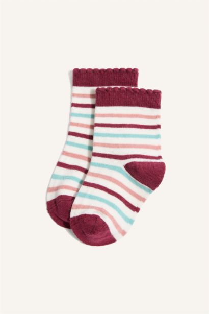 3'lü Pamuklu Uzun Çorap Kız Bebek