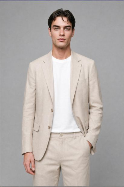 Regular Fit Linen Look Blazer