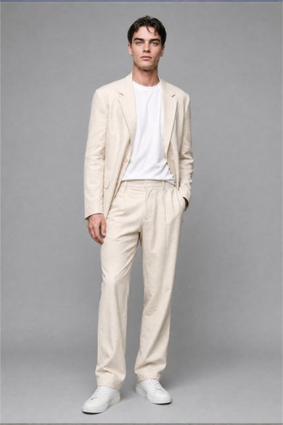 Oversıze Tencel Ecru Blazer Ceket