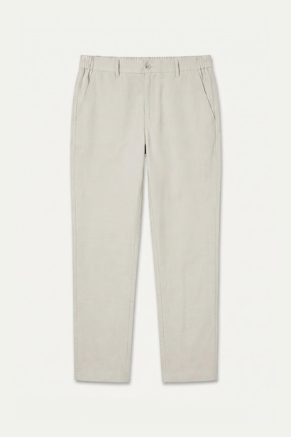 Regular Fit Elastic Waist Beige Trousers