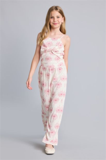 Wide Leg Kırışık Dokulu Pantolon Kız Çocuk