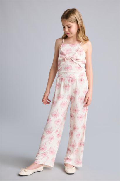 Wide Leg Kırışık Dokulu Pantolon Kız Çocuk