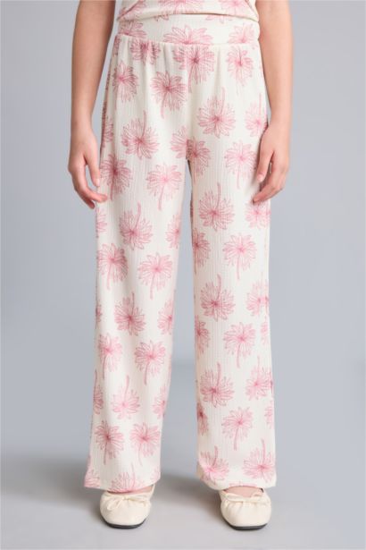 Wide Leg Kırışık Dokulu Pantolon Kız Çocuk