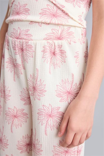 Wide Leg Kırışık Dokulu Pantolon Kız Çocuk