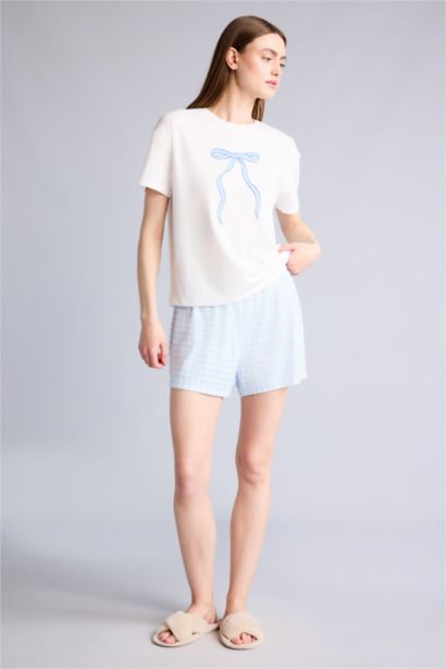 2'li Regular Fıt Kısa Kollu Softshell Pijama Takım