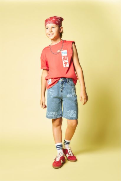 T-shirt oversize imprimé safari à col rond et manches courtes pour garçon