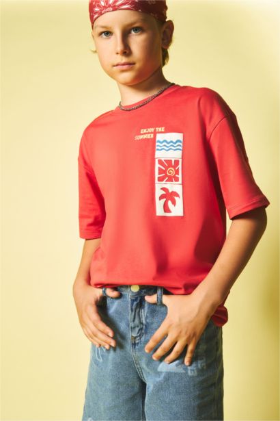 T-shirt oversize imprimé safari à col rond et manches courtes pour garçon