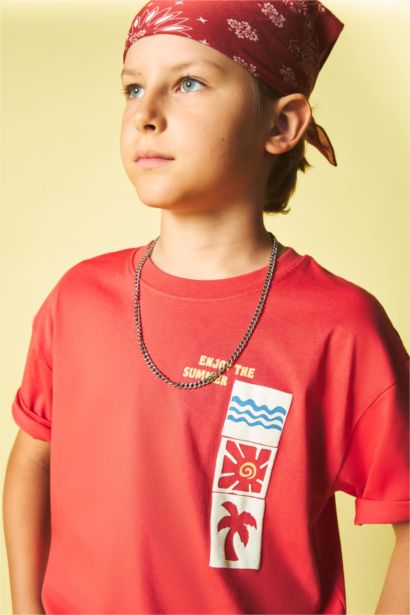 T-shirt oversize imprimé safari à col rond et manches courtes pour garçon