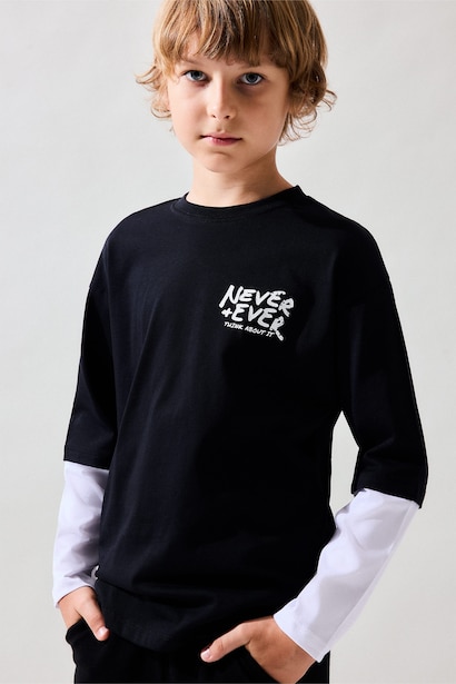 Boy Regular Fit 100% Cotton Long Sleeve T-Shirt