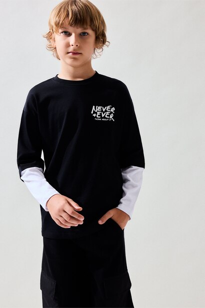 Boy Regular Fit 100% Cotton Long Sleeve T-Shirt
