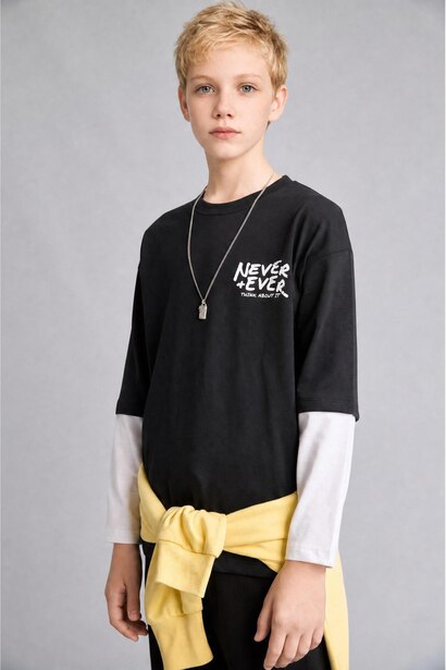 Boy Regular Fit 100% Cotton Long Sleeve T-Shirt