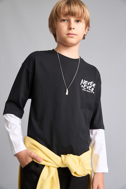 Boy Regular Fit 100% Cotton Long Sleeve T-Shirt