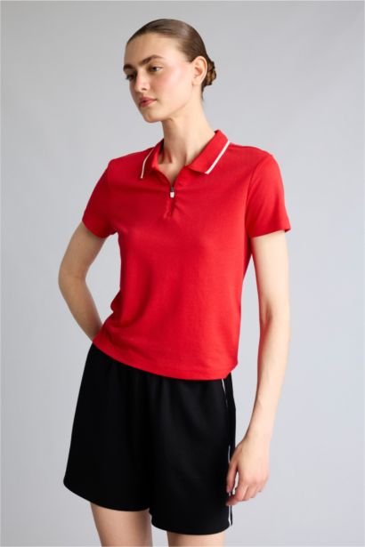 Standard Fit Polo Neck Sports Basic T-shirt