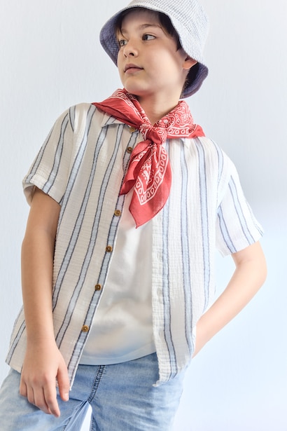 Chemise rayée à manches courtes pour garçon