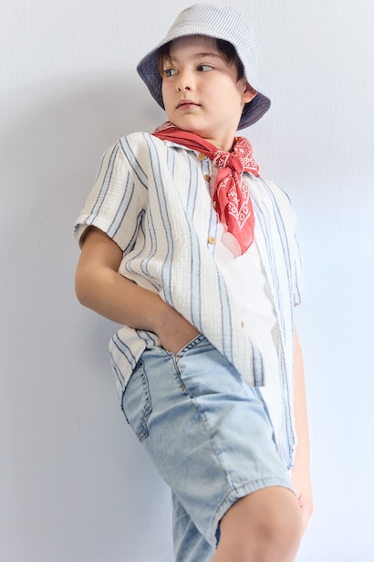 Chemise rayée à manches courtes pour garçon