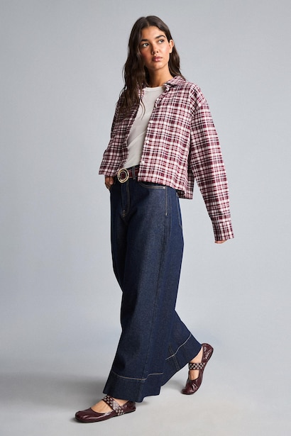 %100 Pamuk Baggy Fit Geniş Paça Yıkamalı Jean Pantolon