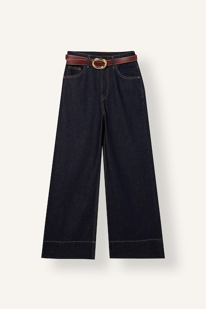 Baggy Fit Jeans with Pockets and Belt