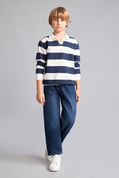 Boy Regular Fit Navy Cotton Long Sleeve Sweatshirt
