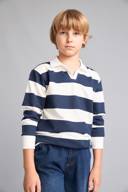 Boy Regular Fit Navy Cotton Long Sleeve Sweatshirt