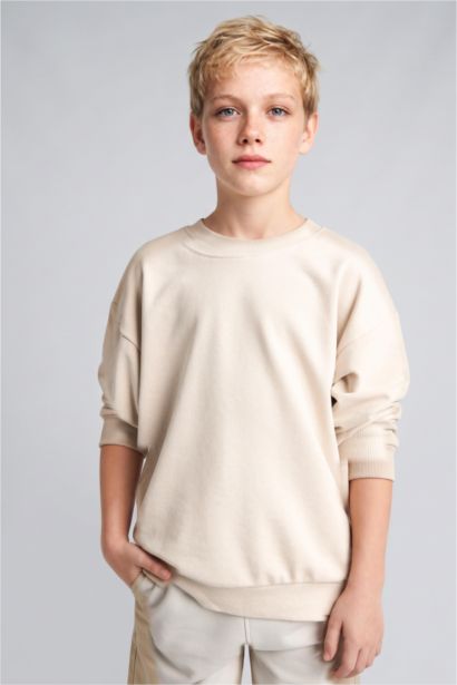 Oversize Bisiklet Yaka Sweatshirt Erkek Çocuk