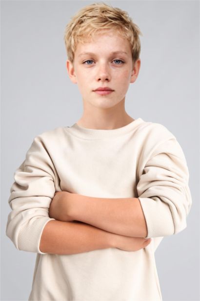 Oversize Bisiklet Yaka Sweatshirt Erkek Çocuk
