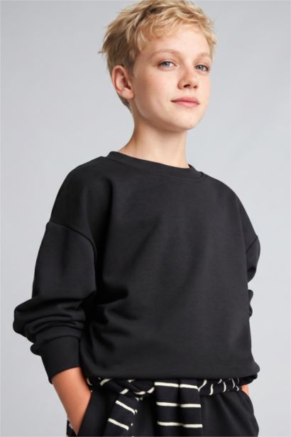 Oversize Bisiklet Yaka Sweatshirt Erkek Çocuk