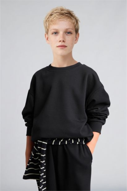 Oversize Bisiklet Yaka Sweatshirt Erkek Çocuk