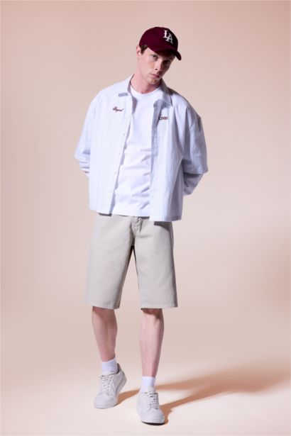 Chemise boxy imprimée à manches longues