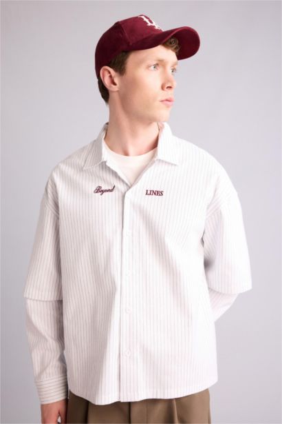 Chemise boxy imprimée à manches longues