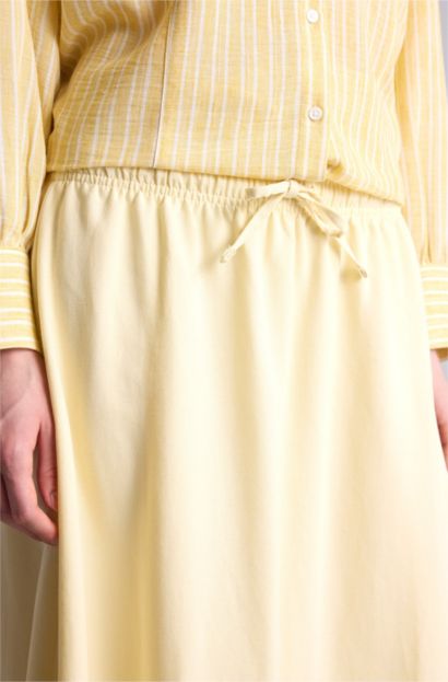 A Kesim Keten Karışımlı Maxi Etek