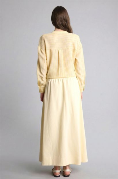 A Kesim Keten Karışımlı Maxi Etek