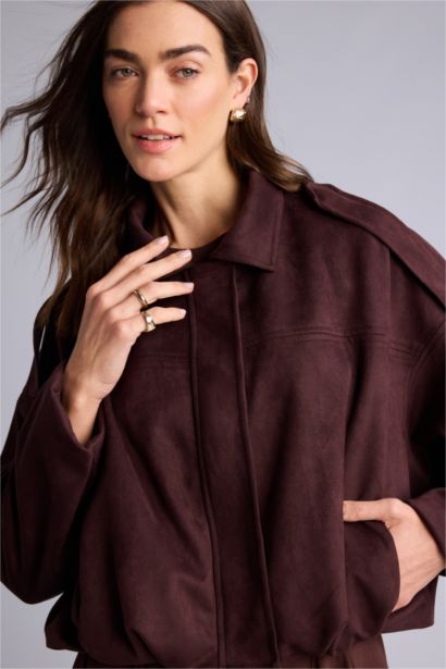 قمصلة نفخ بياقة قميص مبطن