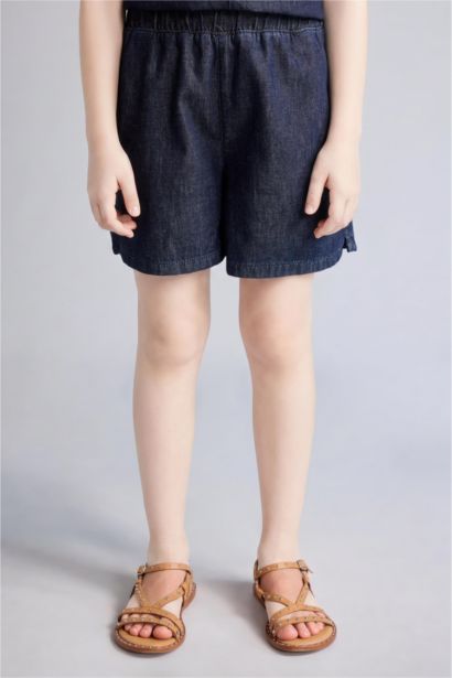 Girl Elastic Waist Denim Shorts