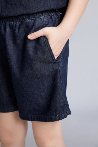 Girl Elastic Waist Denim Shorts