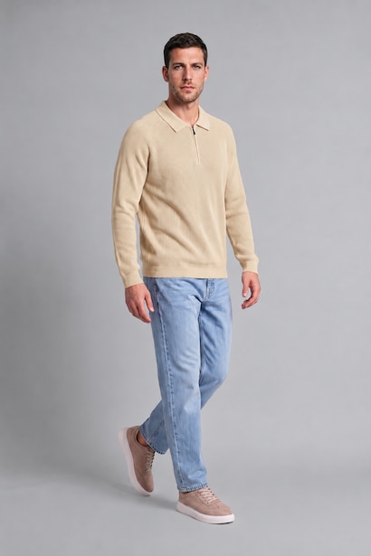 Standard Fit Half Zip Knit Polo Neck Pullover
