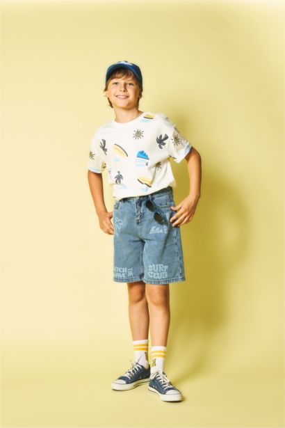 Boy 100% Cotton Oversize Safari Print T-Shirt