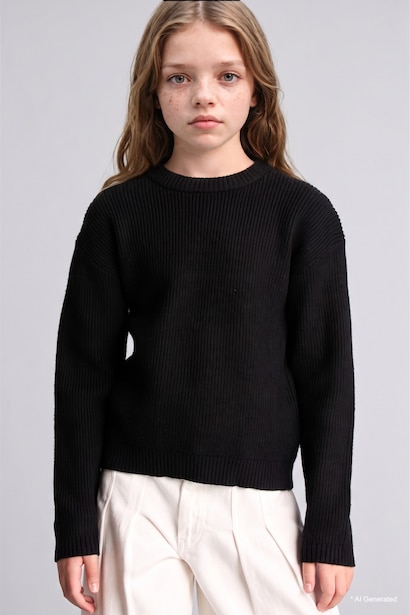 Pull à col rond pour fille Coupe régulière