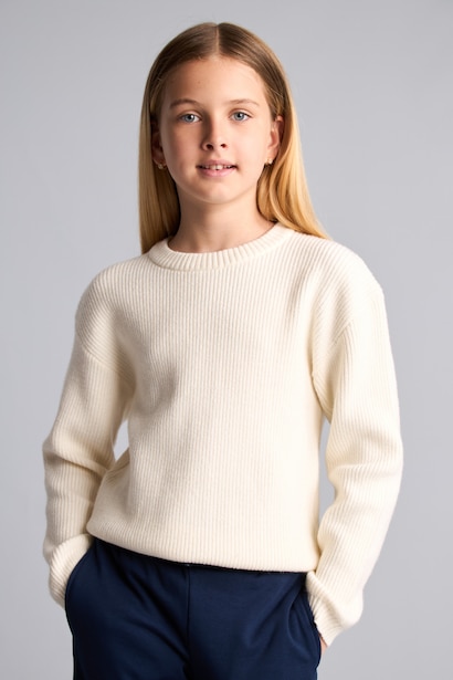 Pull à col rond pour fille Coupe régulière