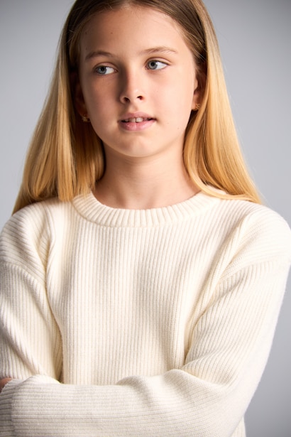 Pull à col rond pour fille Coupe régulière