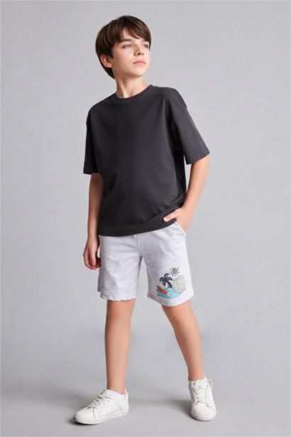 Boy Regular Fit Palm Tree Print Shorts