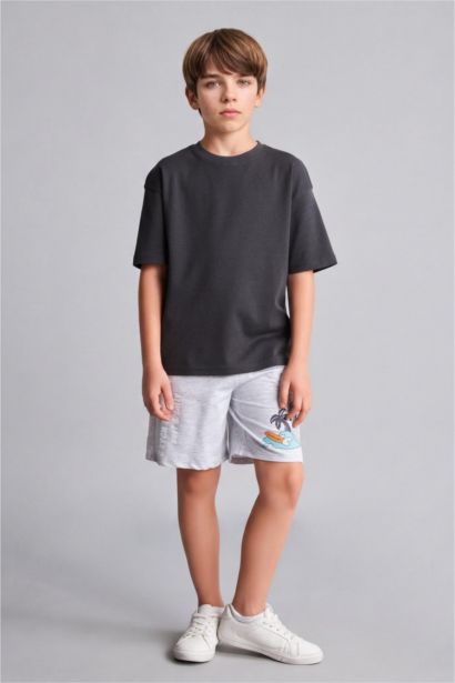 Boy Regular Fit Palm Tree Print Shorts